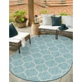 thumbnail image 6 of Unique Loom Outdoor Trellis Collection Area Rug (7' 10" x 10' Oval Aquamarine/Gray), 6 of 8