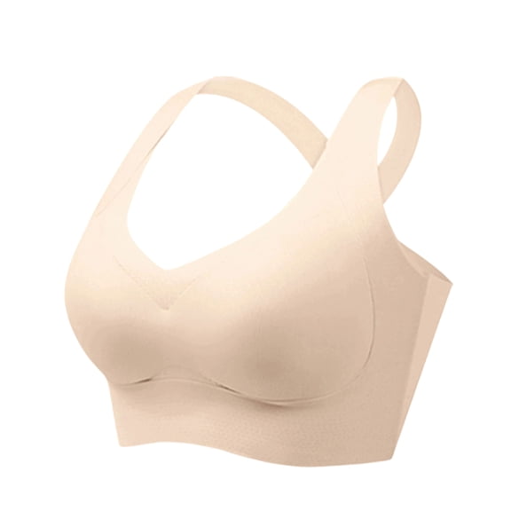 Tsesme Plus Size Seamless Bras for Women, V Neck Wireless Pus up Bra, Wide Cross Back Full Coverage Comfy Lingerie 4XL