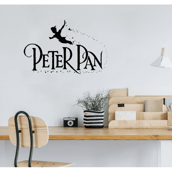Peter Pan - Disney Movie Character Peter Pan Flying Silhouette Vinyl Wall Art Wall Sticker Wall Decal Decoration For Home Room Wall Boys Girls Room Playroom Wall Décor Décor Design Size (24x40 inch)