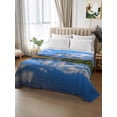 thumbnail image 2 of Twin Flat Sheet 66"x96", Blue Mountain Soft Lightweight Bedding Flat Sheets Only, Modern Art Green Forest Lake Brushed Microfiber Top Bed Sheet, Breathable StainResistant Bedsheets, 2 of 9