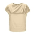 thumbnail image 5 of Womens Short Sleeve Shirts, Summer Tops for Women Casual Vintage Solid Color Loose Fit Crewneck Tees T-Shirts XS-L, 5 of 7