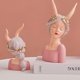 thumbnail image 5 of Resina nórdica bestia oreja niña escultura Alices estatuilla dibujos animados rosa oso de fresa Electrónica, 5 of 5