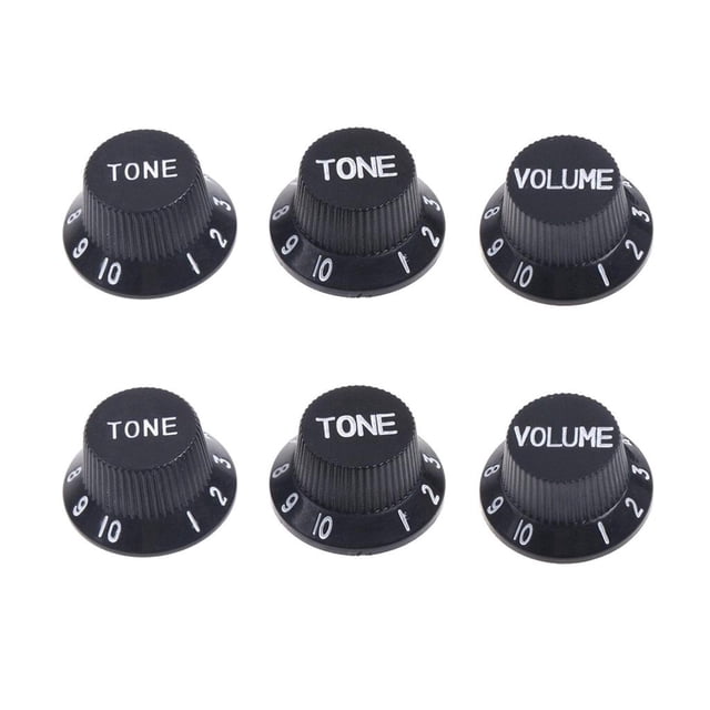 2x 3 Piezas Plástico Guitarra Eléctrica Tono Control Perilla 1V2T Negro