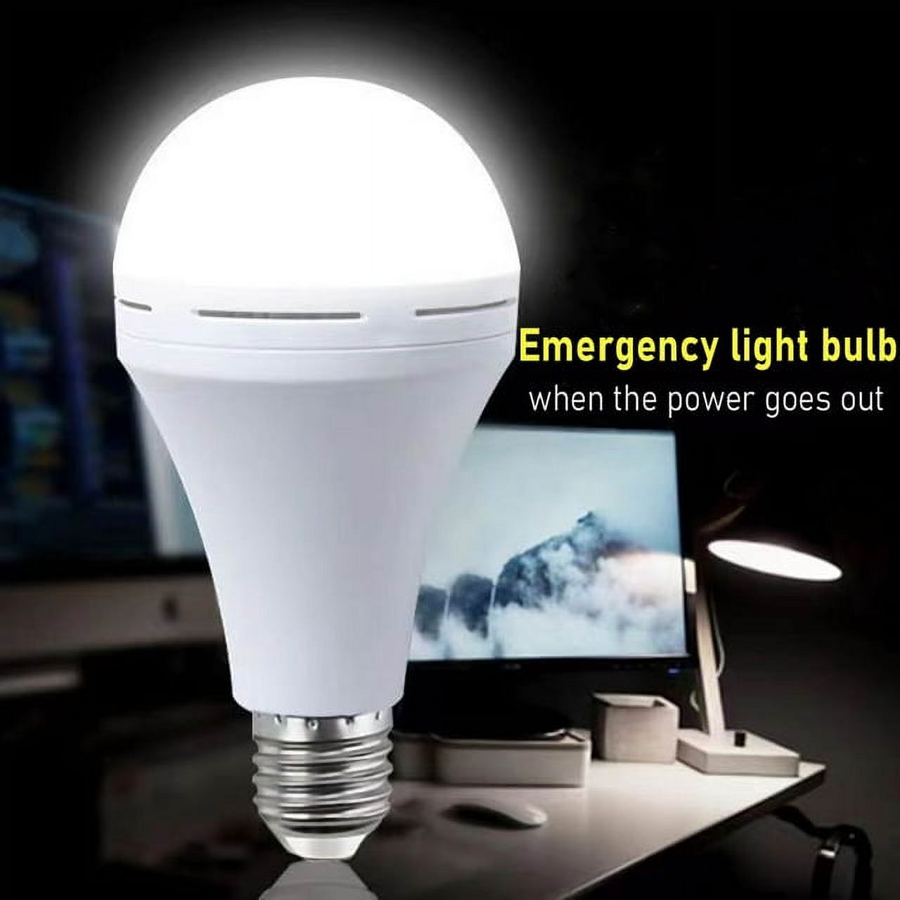 iFCOW 4pcs Rechargeable Emergency LED Light 12W E27 Base,for Power Outages Emergency Use