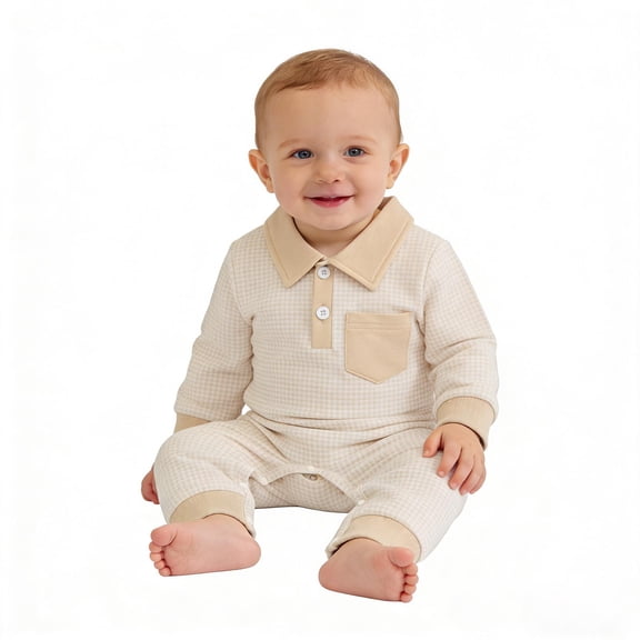 hengsof Baby Girls Solid Color Long Sleeve Lapel Footless Romper Soft Fashion One Piece Pajama Set Cozy Sleep Play Outfit Size 0-18 Months