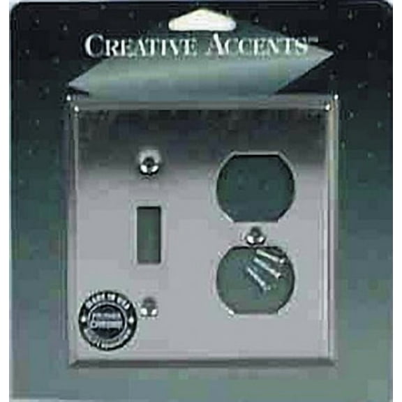 Creative Accents 9CS106 Polished Chrom Steel Two Gang Combination Toggle Duplex Receptacle Wallplate