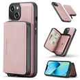 thumbnail image 1 of SaniMore Case for iPhone 14 6.1", PU Leather Case Detachable Magnetic Zipper Wallet Card Slots Kickstand Wireless Charging Anti-drop Shockproof 360° Protection Case, Pink, 1 of 8