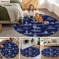 thumbnail image 5 of Nautical Ship Round Area Rug 5Ft Washable Circle Rugs for Living Room Bedroom, Blue Vintage Coastal Ocean Lighthouse Map Non-Slip Carpet Floor Mats Indoor Outdoor Carpet Runner Aesthetic Home Decor, 5 of 8