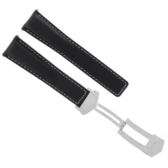 20MM LEATHER STRAP BAND CLASP FOR TAG HEUER CARRERA WAY211C, WBD2120 BLACK WS