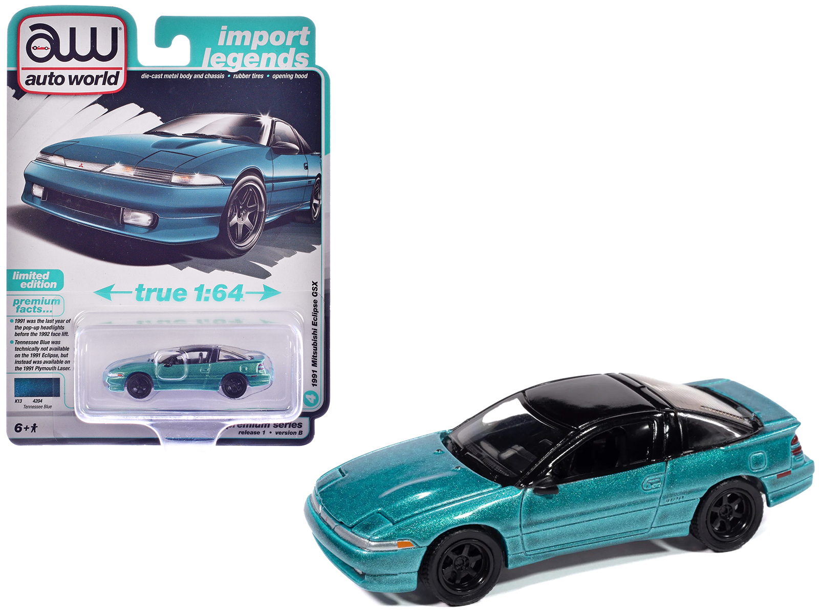 1991 Mitsubishi Eclipse GSX Tennessee Blue Metallic with Black Top