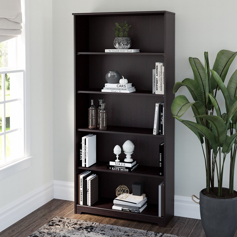 Bush Furniture Cabot 5 Shelf Bookcase in Espresso Oak