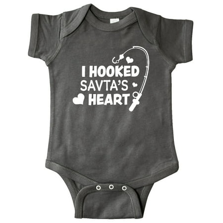 

Inktastic I Hooked Savta s Heart with Fishing Rod Gift Baby Boy or Baby Girl Bodysuit