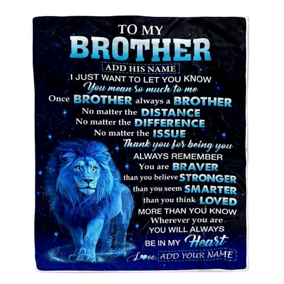 To My Brother From Sister Blanket Lion Always A Big Brother Birthday Graduation Ideas Presents Fleece Blanket, 30x40in Fleece Blanket