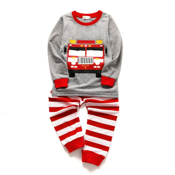 Little Hand Children Pajamas Boys Pjs Cotton Toddler Kids Sleepwear Set Red