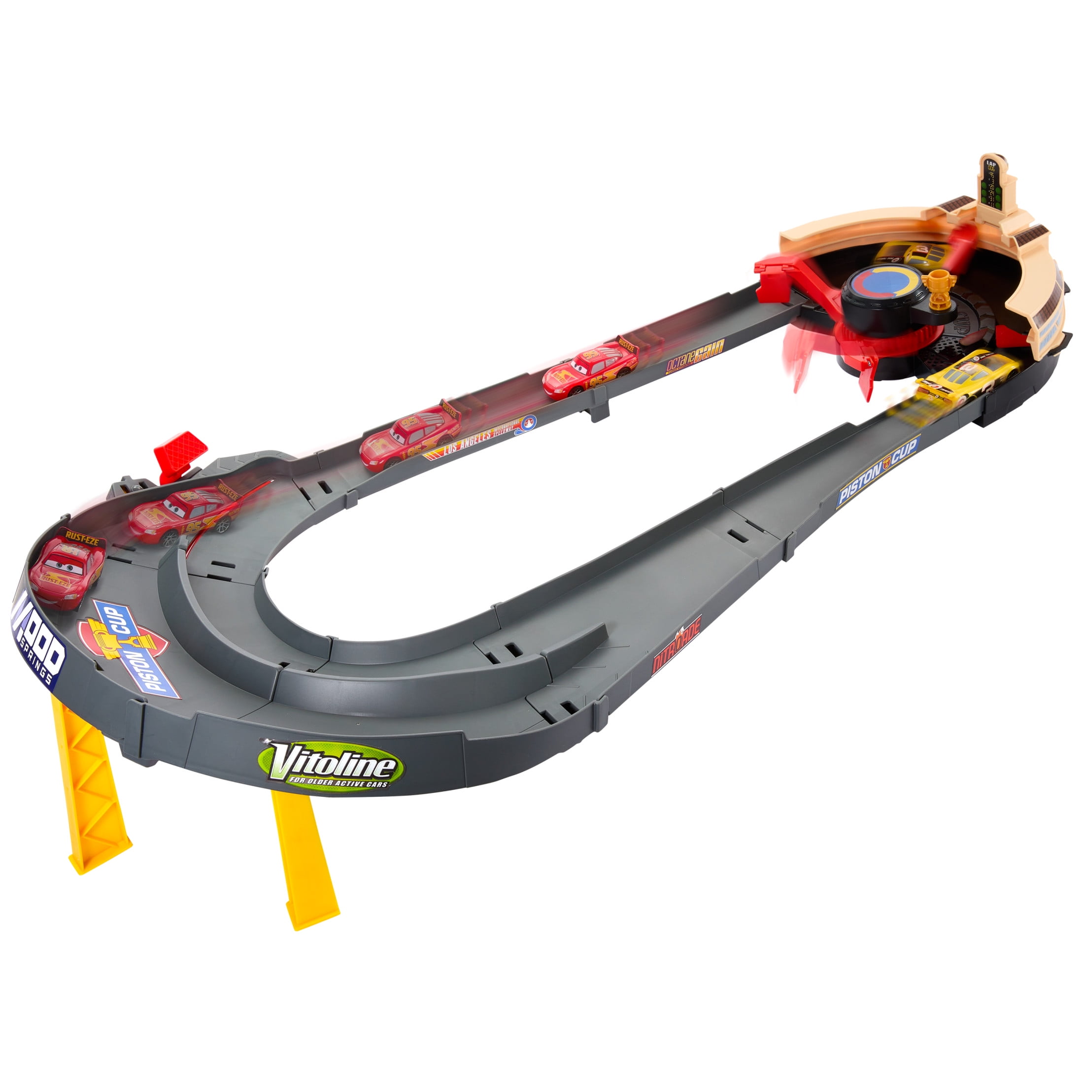 Disney and Pixar Cars NASCAR Lane Change Race Playset with 2 Toy Vehicles, Includes Lightning McQueen
