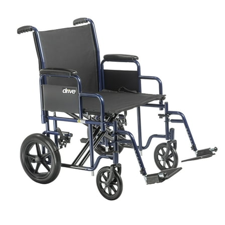 Drive Medical Bariatric Heavy Duty Transport Wheelchair with Swing Away Footrest, 22" Seat, Blue