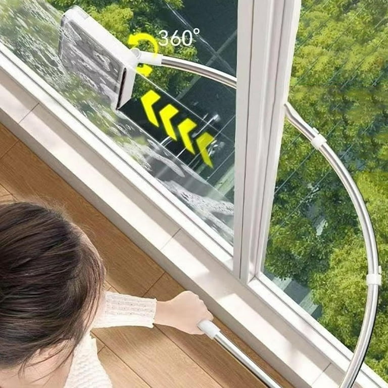 Eazer 89 Squeegee Window Cleaner 2 In 1 Rotatable Window Cleaning Tool Kit With Extension Pole Window Washing Equipment With Bendable Head For Indooroutdoor Window And Car Glass Eazer