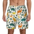 thumbnail image 2 of Goofa Dinosaurs and Tropical Leaves Printed Men's Swim Trunks Board Shorts Quick Dry Mens Swimming Trunks with Compression Liner,Breathable Fit Hawaii Beach Shorts-Large, 2 of 9