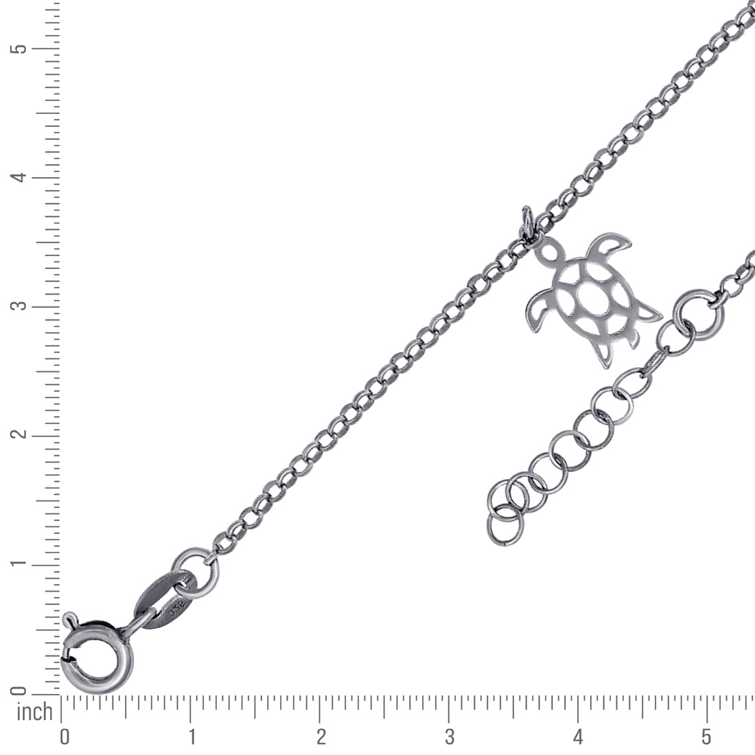 925 Sterling Silver Womens Ocean Life Turtle Charms Anklet 10 Inch Anklet for Women - 2.5 Grams