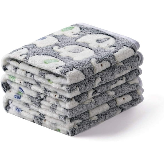 1 Pack 3 Blankets Super Soft Fluffy Premium Cute Elephant Pattern Pet Blanket Flannel Throw for Dog Puppy Cat Dark Grey Medium(30x20 inch)
