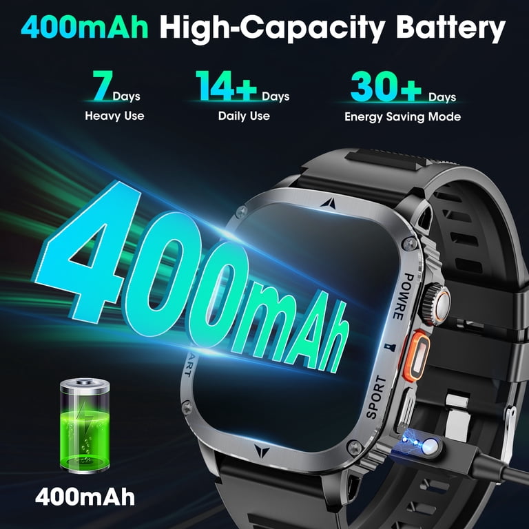 Haulvean 2.01-inch Military Smart Watches for Men with Answer/Make