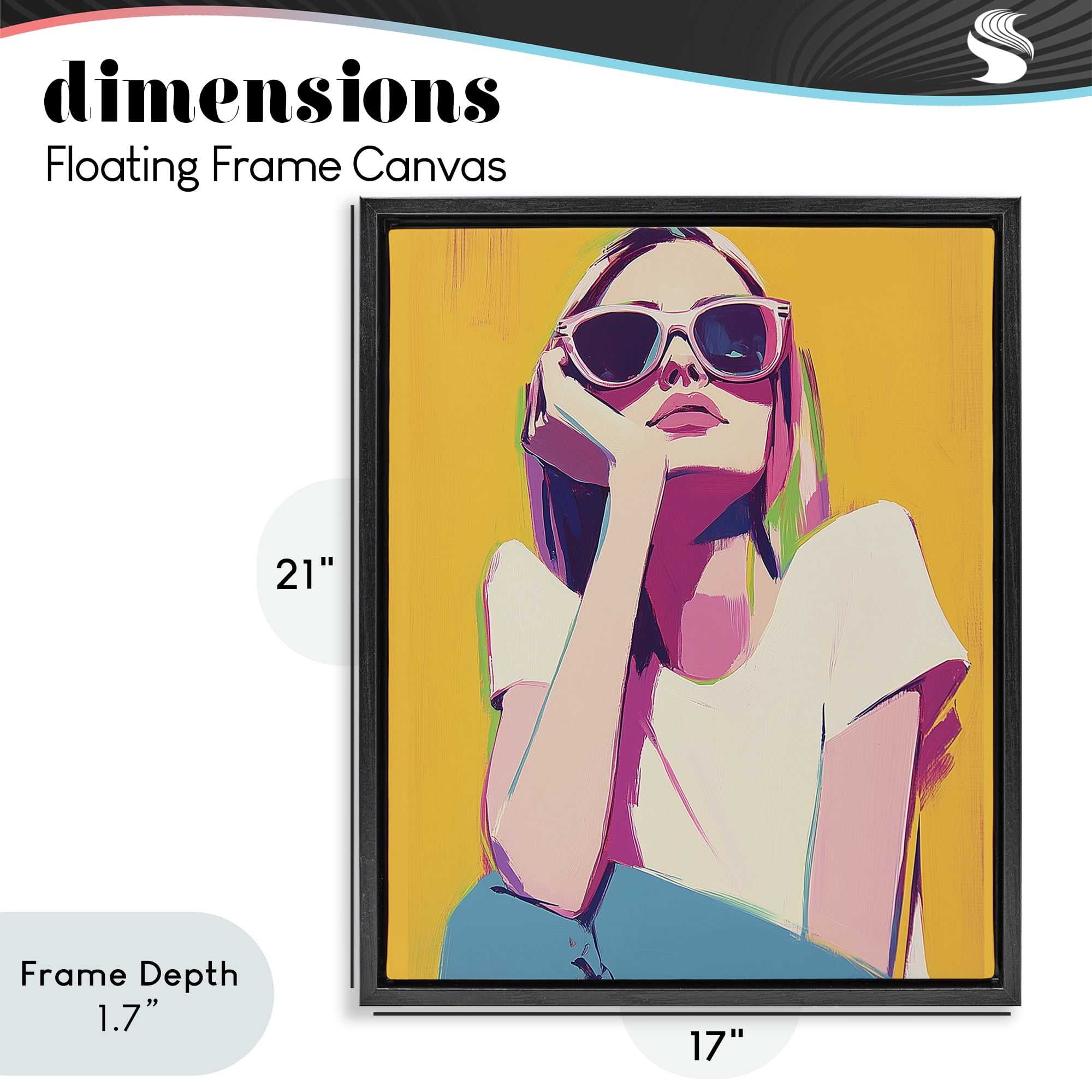Stupell Industries Chroma Shades Girl Black Framed Floater Canvas Wall Art, design by Walker Noble