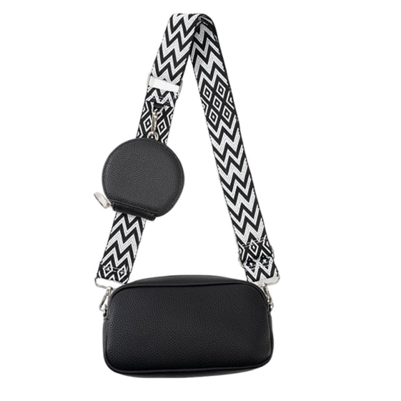 Zznnkj Women's Small Crossbody Bag PU Leather Camera Bag Purse with Wide Guitar Strap and Matching Mini Coin Purse Pouch Set