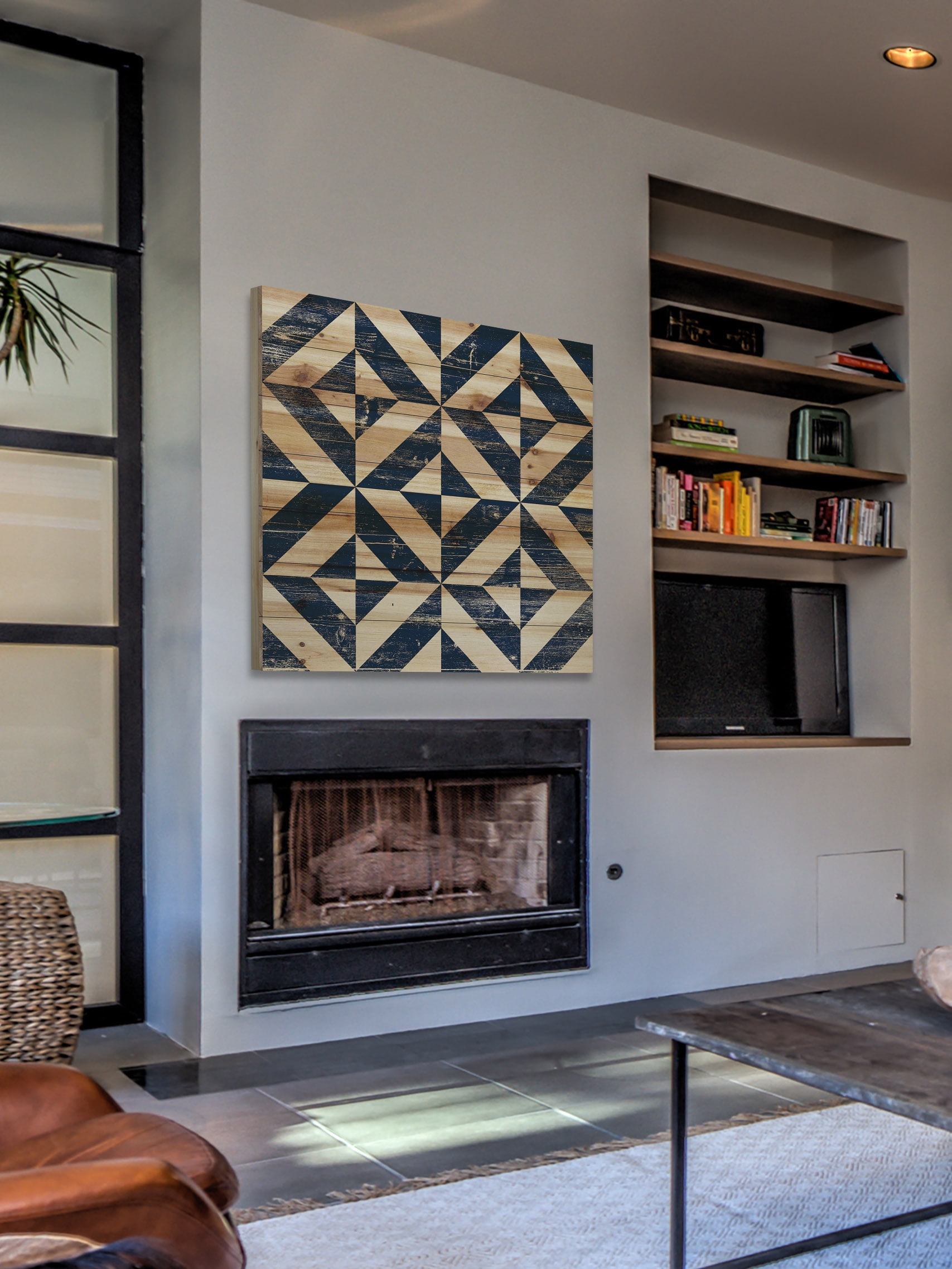 "Square Jigsaw" Painting Print on Natural Pine Wood