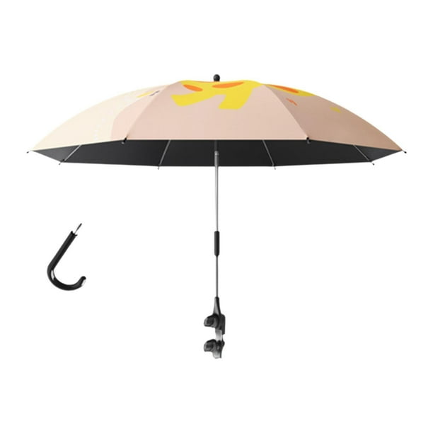 Sombrilla para cochecito con abrazadera, sombrilla plegable personal, sombrilla de playa Beige