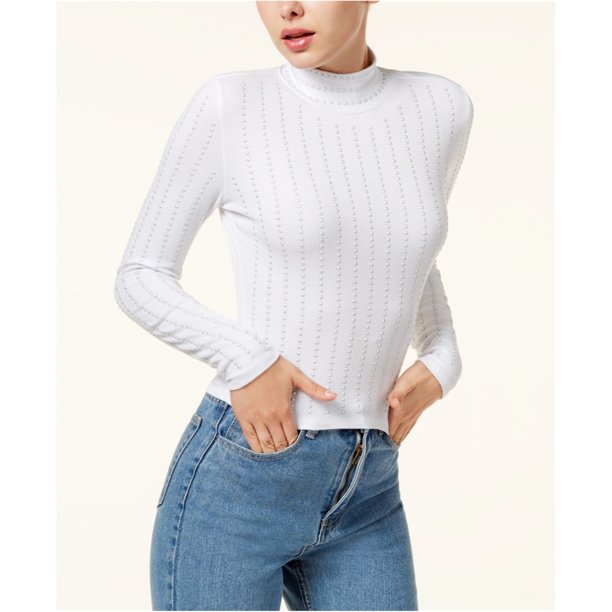 Camiseta con adornos de tachuelas GUESS Paloma para mujer blanca