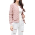 thumbnail image 1 of Chaqueta bomber acolchada con cremallera Allegra K para mujer con bolsillos Rosa L, 1 of 5