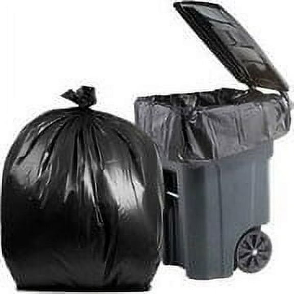 PlasticMill 64 Gallon, Black, 1.5 Mil, 50x60, 50 Bags/Case, Garbage Bags / Trash Can Liners.