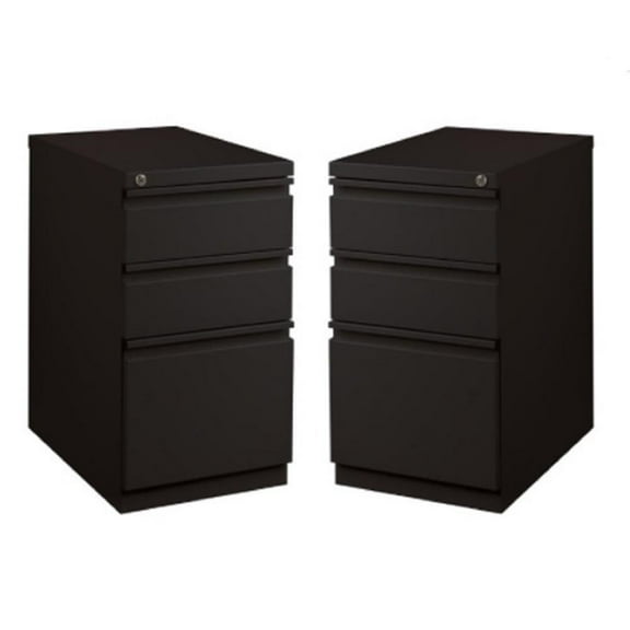 Home Square 2 Piece Pedestal Mobile Filing Cabinet Set in Black
