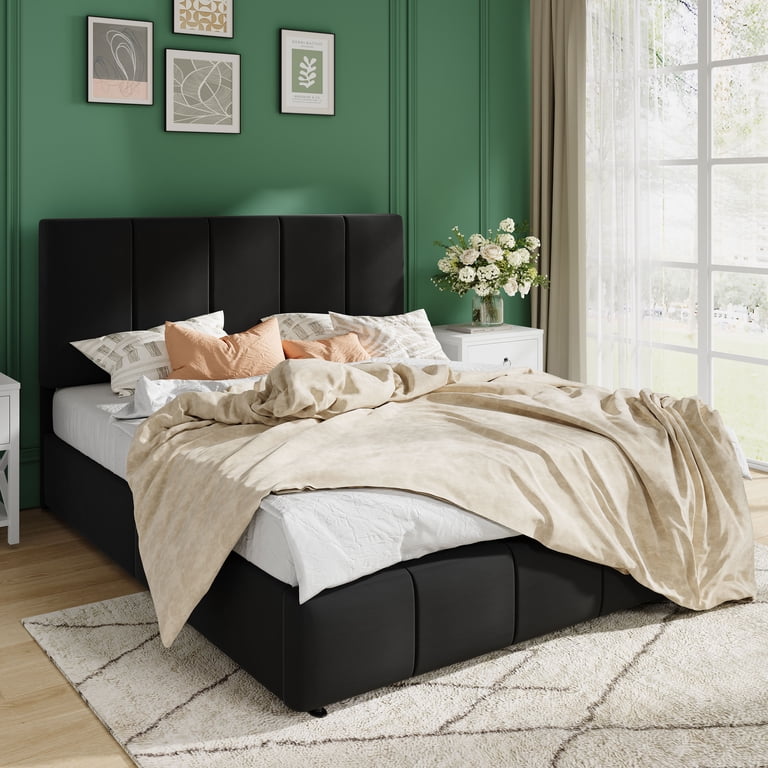 Amolife Queen Lift-Up Storage Bed, Black Velvet photo 3