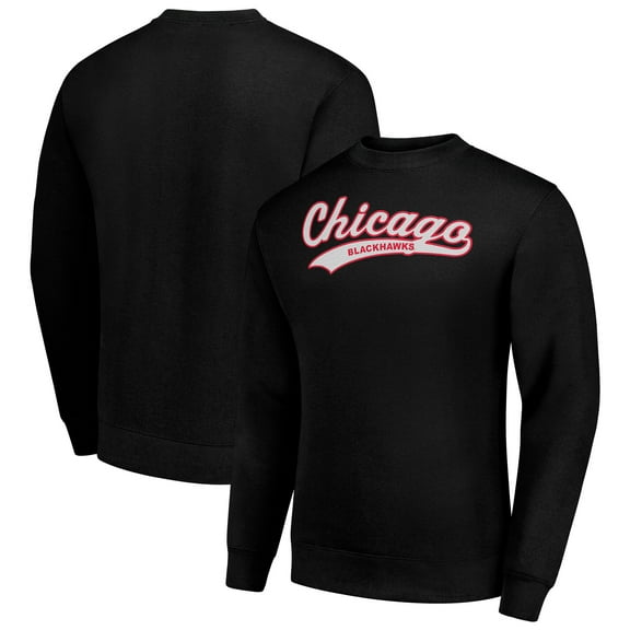 Men's Starter  Black Chicago Blackhawks Tailsweep City Pullover Sweatshirt