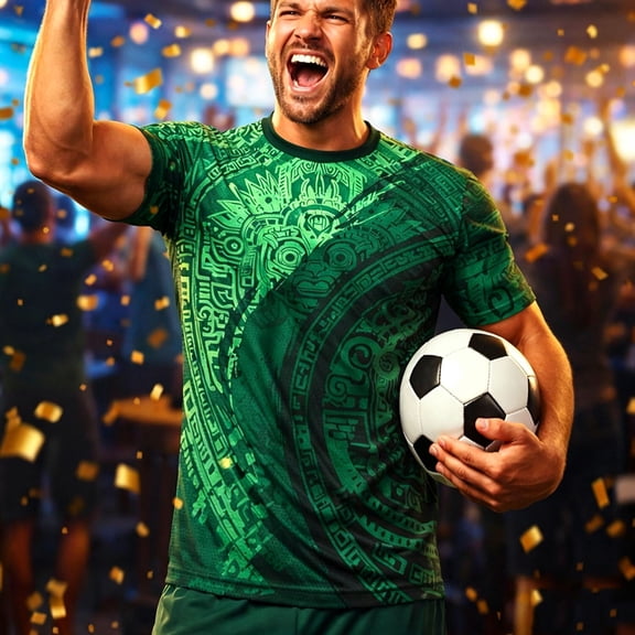 LEKWK Mexico Jersey Men Short Sleeve Quick-Dry International Football Shirts Breathable Loose Game Day Athletic Shirts Fan Mexico Soccer Jersey Collection