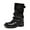 Black, variant on Western Cowboy Mid Calf Boots with Round Toe and Heel Featuring Buckle Detail for Everyday Wear Comfortable Pull On Design