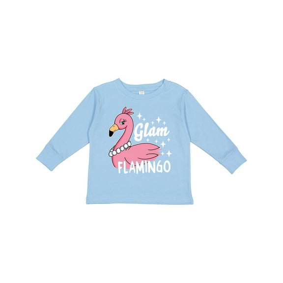 Inktastic Glam Pink Flamingo with Pearls Girls Long Sleeve Toddler T-Shirt
