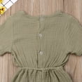 thumbnail image 4 of Diconna Infant Baby Romper Solid Color Short Sleeve Elastic Waist Jumpsuit, 4 of 6