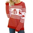 thumbnail image 2 of Wassery Women Christmas Knit Sweater Christmas Reindeer Print Long Sleeve Pullovers Tops Spring Fall Loose Sweater Christmas Clothes, 2 of 6