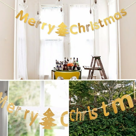 Whoville Christmas Office Decorations DIY Merry Christmas Hanging Bunting Sign Garland Banner String Party Flag Home Office Holiday Decoration ()