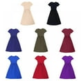 thumbnail image 2 of Girl's Short Sleeve Solid Color Loose Casual Long Maxi Dress with Pockets, 2 of 12