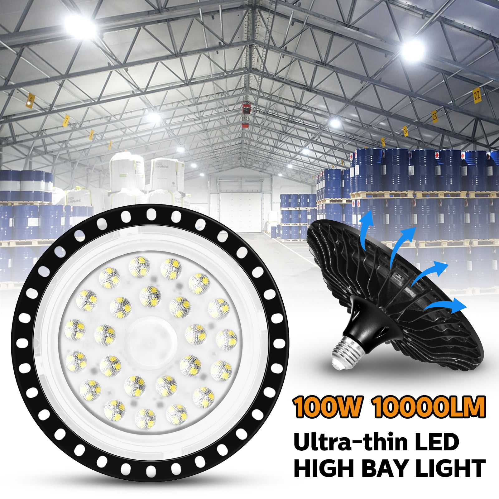 100W LED High Bay Light Industrial Factory Warehouse Workshop Commercial E27