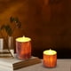thumbnail image 5 of Set de velas LED sin llama | Textura de corteza de pino, luz parpadeante, alimentado por pilas | Tallas grandes y pequeñas, marrón | Decoración decorativa segura y sin humo para Navidad, Invierno y, 5 of 6