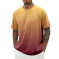thumbnail image 2 of Men's T-Shirts Gradient Color Casual Shirts Classic Crew Neck Short Sleeve Tees (Yellow XXXL), 2 of 4