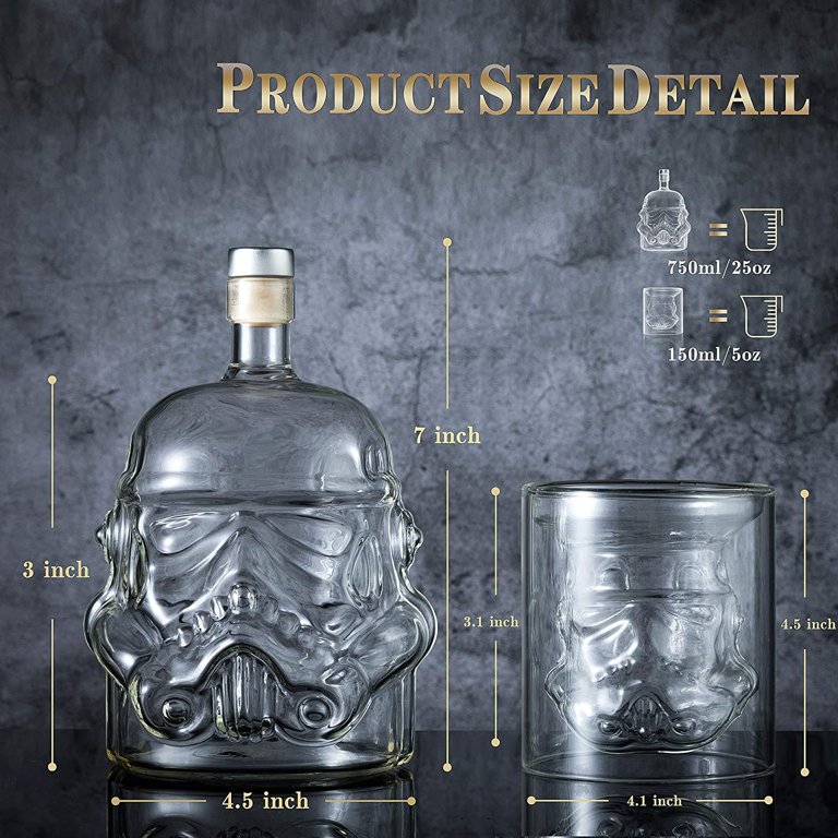 Whiskey Decanter Set With 2 Glasses, Transparent Creative Flask Carefe,  Whiskey Carafe for Wine, Scotch, Bourbon, Vodka, Liquor - 750ml Christmas  Gift