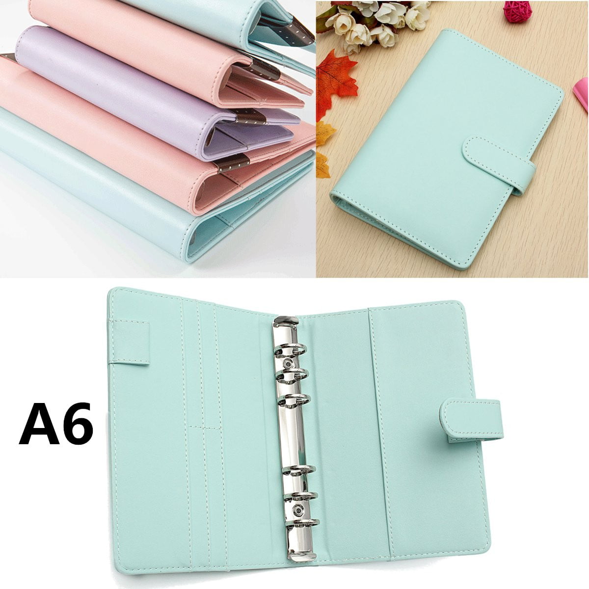 A6 PU Leather Office Loose Leaf Binder Students Planner Notebook Cover Diary 