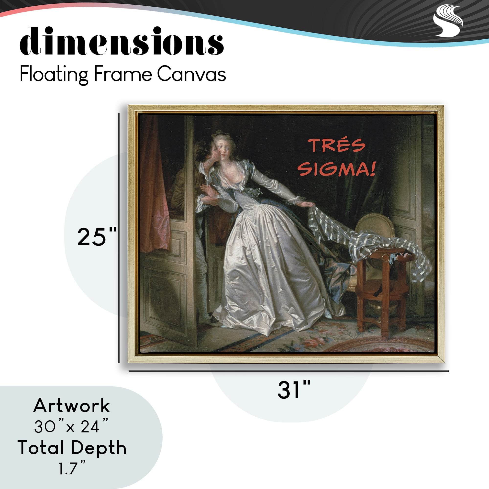 Stupell Industries Iconic Tres Sigma Gold Framed Floater Canvas Wall Art, design by Grotto Studios