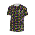 thumbnail image 5 of Rocae Mardi Gras Shiny Green Purple for Men's Mesh Quick-Dry Short Sleeve Workout T-Shirt,Mens Crew Neck Tee Lightweight Soft Classic T Shirts X-Small, 5 of 9