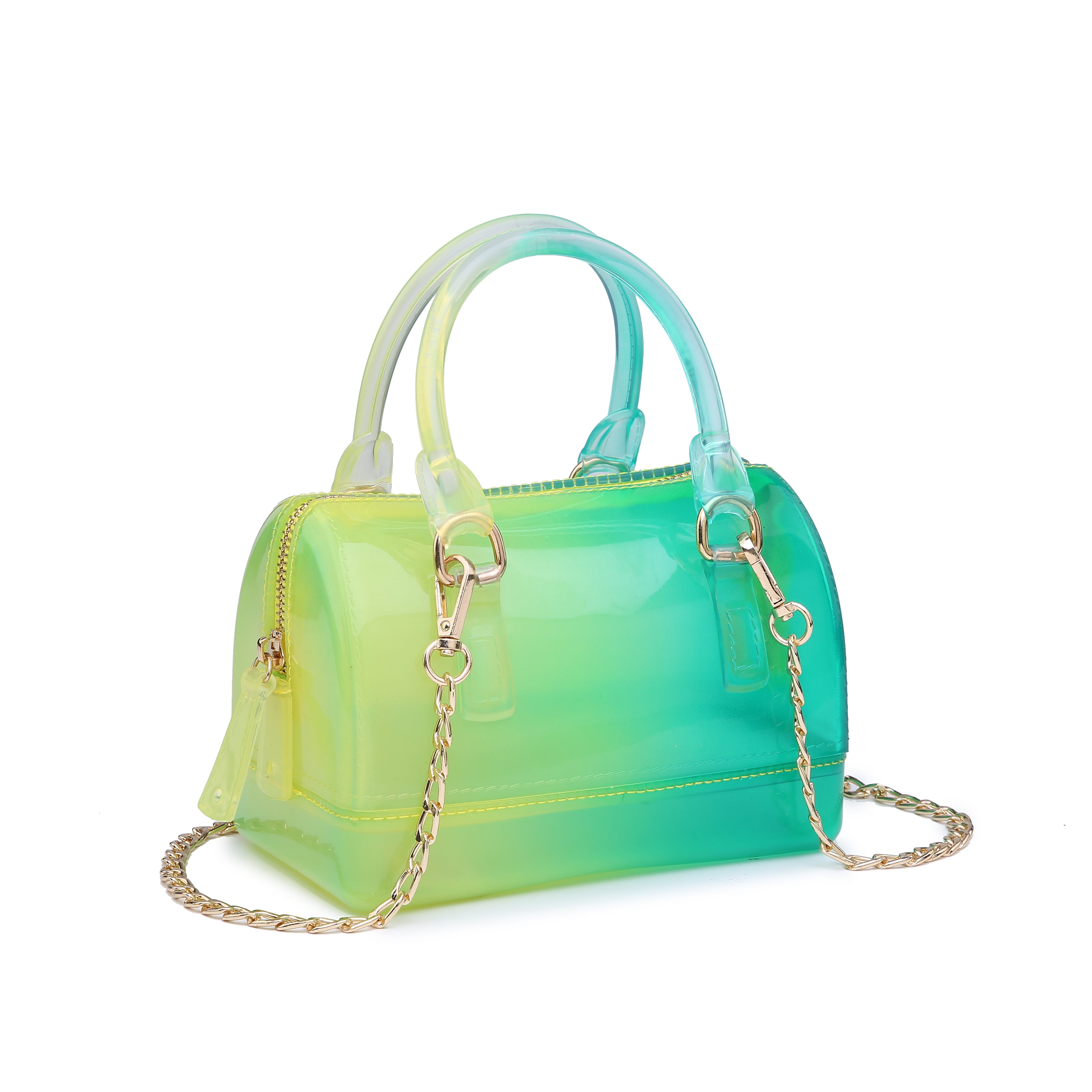 Poppy Fashion Rainbow Color Jelly Tote Bag Satchel Handbag Purse